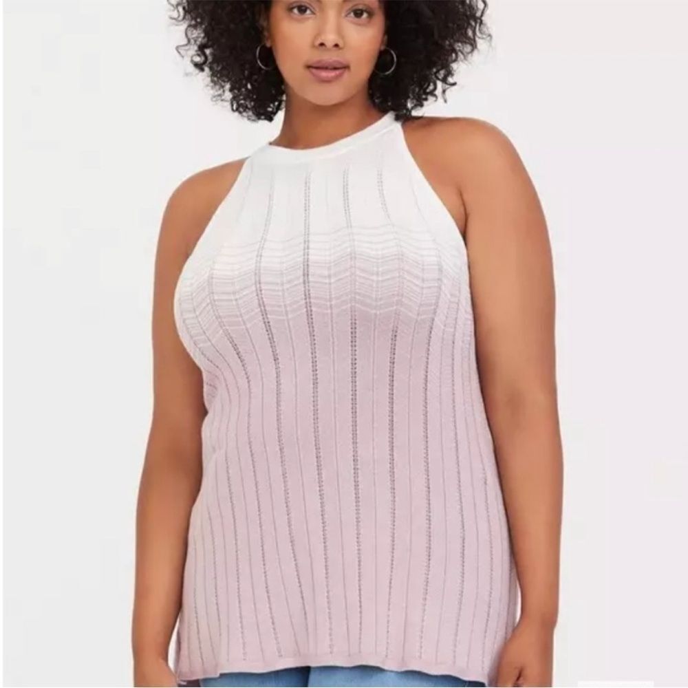 ✨Torrid Ombré Knit Sweater Chevron Pointelle Sleeveless Halter Tunic✨